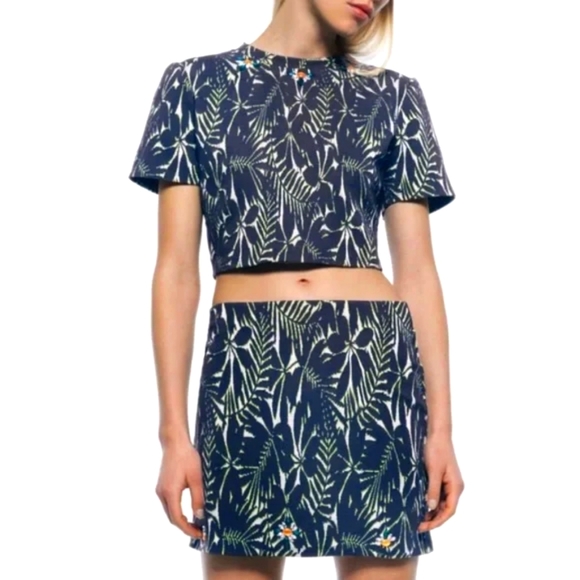 Zara jewel point navy crop top - Picture 2 of 6